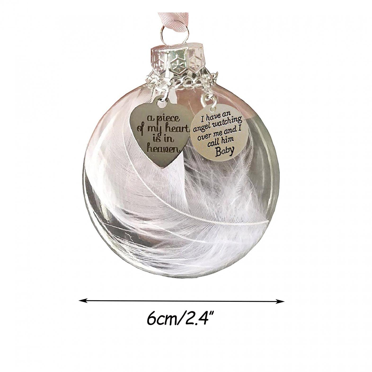 Feather Ball Memorial Ornament "A Piece of My Heart Is In Heaven"-Jessemade AU