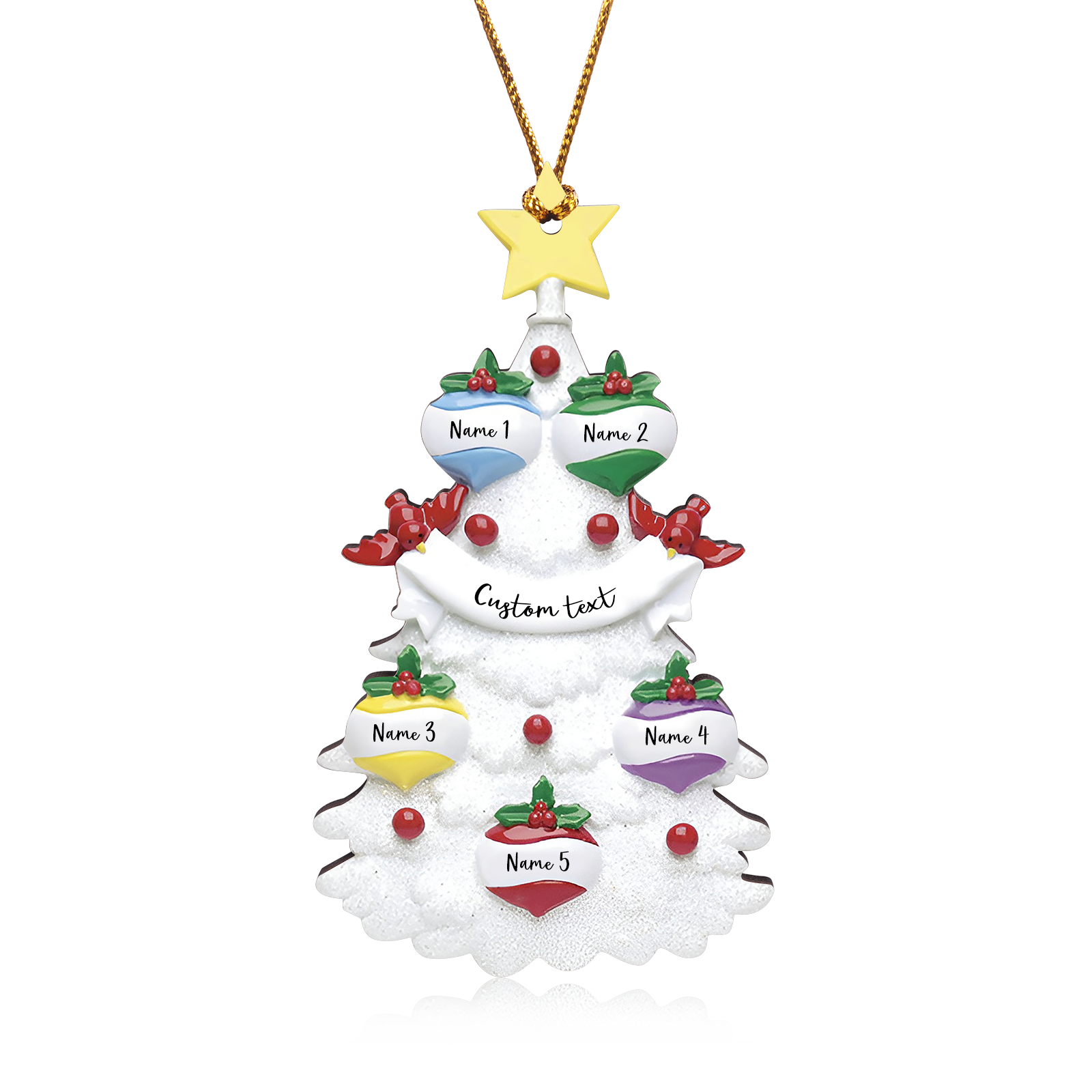 5 Names - Personalised Christmas Tree Ornament Customised Name & Text Wooden Hanging Ornaments Christmas Gift for Family-Jessemade AU