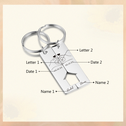 To My Man/Woman Keyring Custom 2 Letters & 2 Dates & 2 Names Couple Keychain Valentine's Day Gift for Couples-Jessemade AU