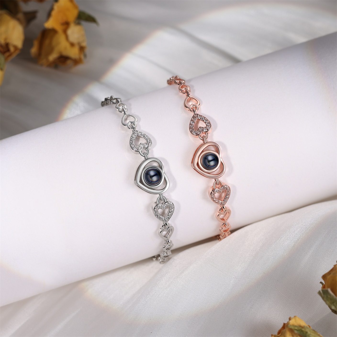 Heart Chain Projection Bracelet Personalised Photo Bracelet Creative Gift for Her-Jessemade AU