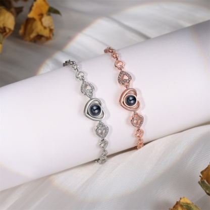 Heart Chain Projection Bracelet Personalised Photo Bracelet Creative Gift for Her-Jessemade AU