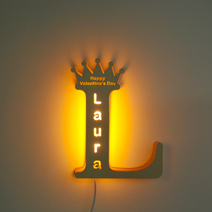 Personalised Happy Valentine's Day Night Light Engraved Wood Lamp-Jessemade AU