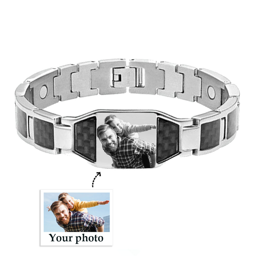 Personalised Bracelet Custom Photo ID Bar Men's Bracelet Bangle Gifts For Him-Jessemade AU