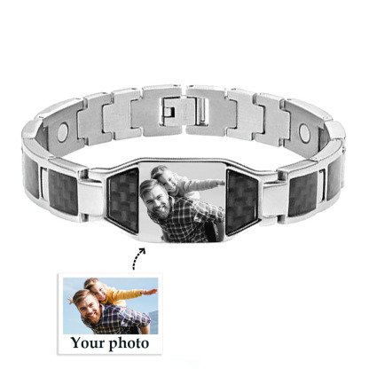 Personalised Bracelet Custom Photo ID Bar Men's Bracelet Bangle Gifts For Him-Jessemade AU