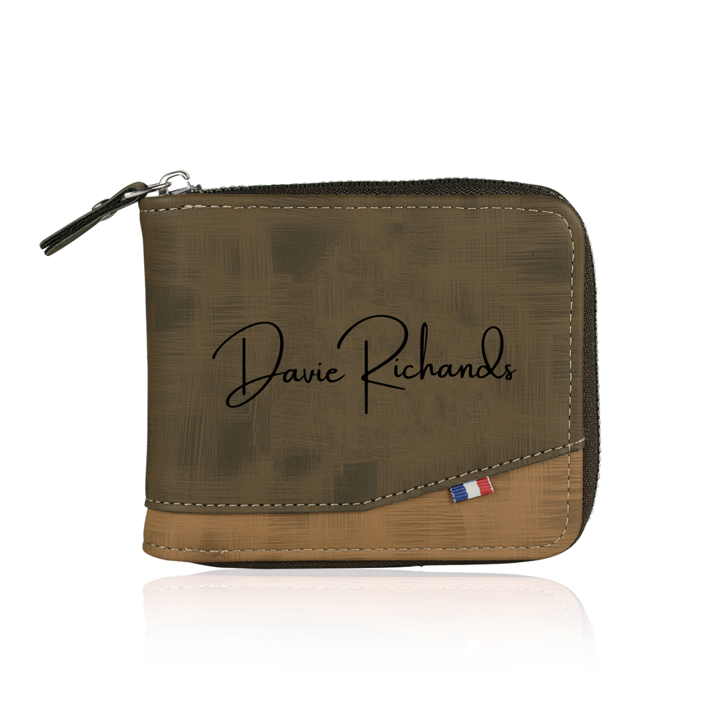 Personalised Photo & Text Billfold Wallet Custom Men's Leather Wallet Zipper Gifts for Him-Jessemade AU