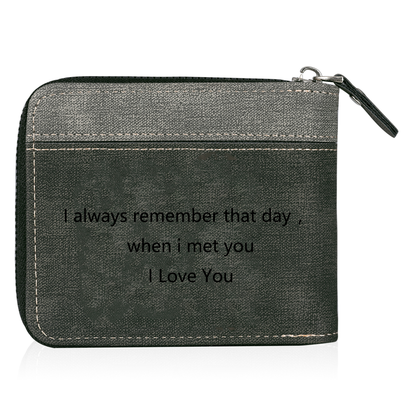 Personalised Photo & Text Billfold Wallet Custom Men's Leather Wallet Zipper Gift for Him-Jessemade AU