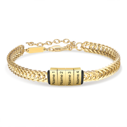 Personalised Men's Beaded Bracelet Custom 5 Names Adjustable Bracelets Stainless Steel Gifts for Him-Jessemade AU