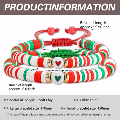 2 Pcs Bracelet Set Colourful Beaded Adjustable Bracelets with Message Card Gifts for Her - True Friendship Spans Time, Forever It Will Last-Jessemade AU