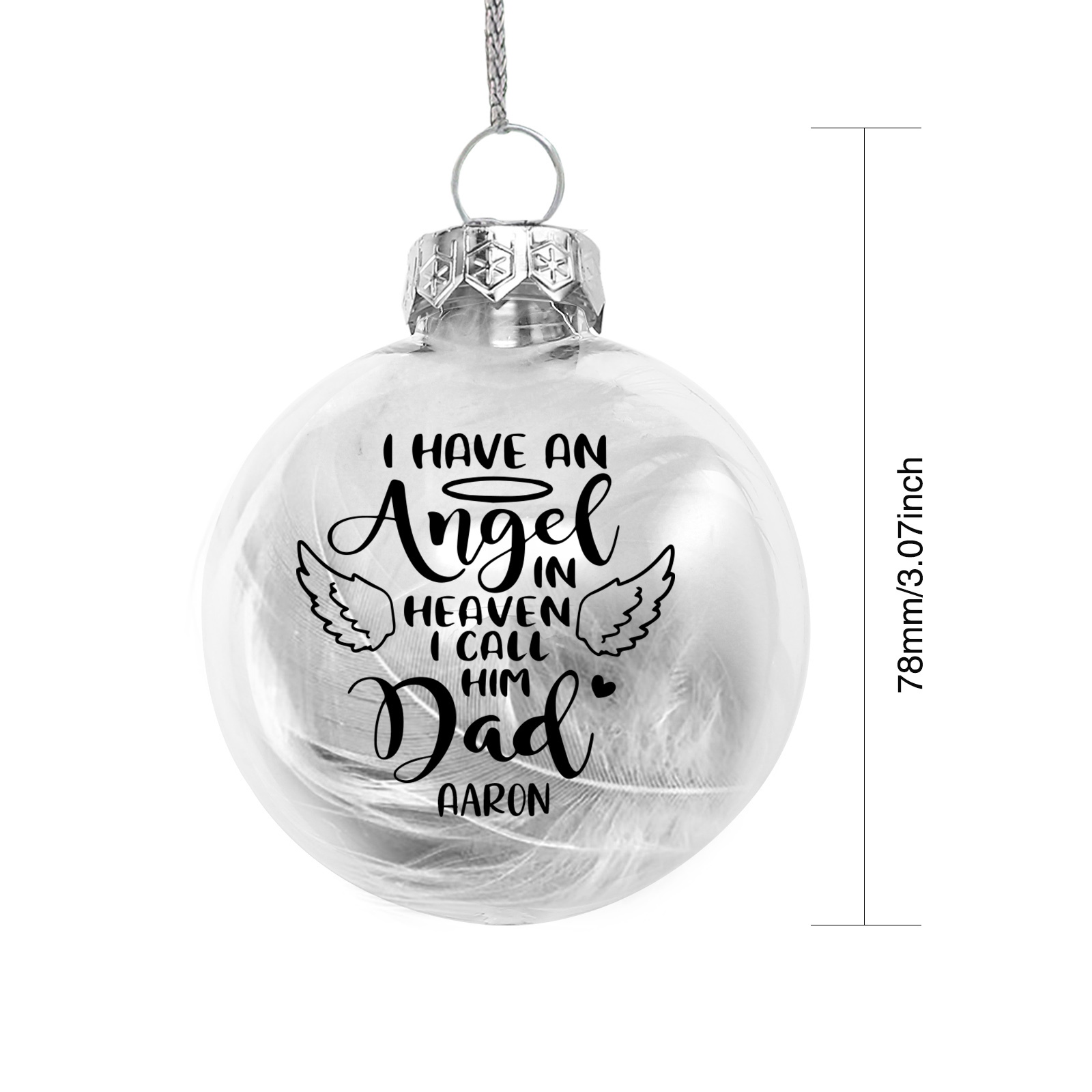 Personalised Feather Ball Memorial Ornament Custom Name Christmas Ornament - I Have An Angel In Heaven-Jessemade AU
