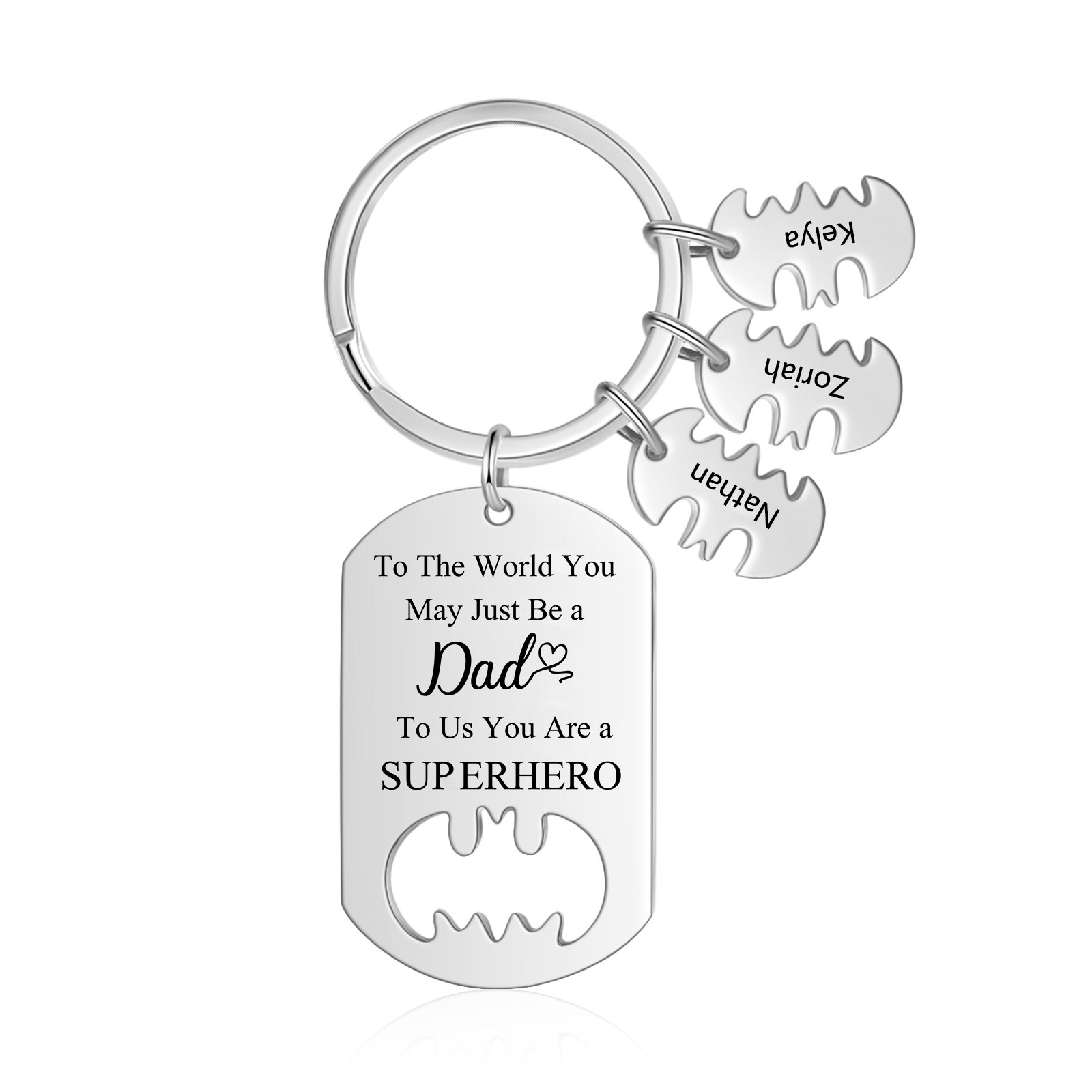 You Are A Superhero Keychain Personalised 3 Names Bat Keychain Engraved Gift for Dad/Grandpa/Grandad/Mom/Mum-Jessemade AU