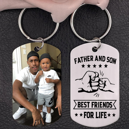 Personalised Father and Son Photo Keychain Best Friends In Life Father Keyring-Jessemade AU