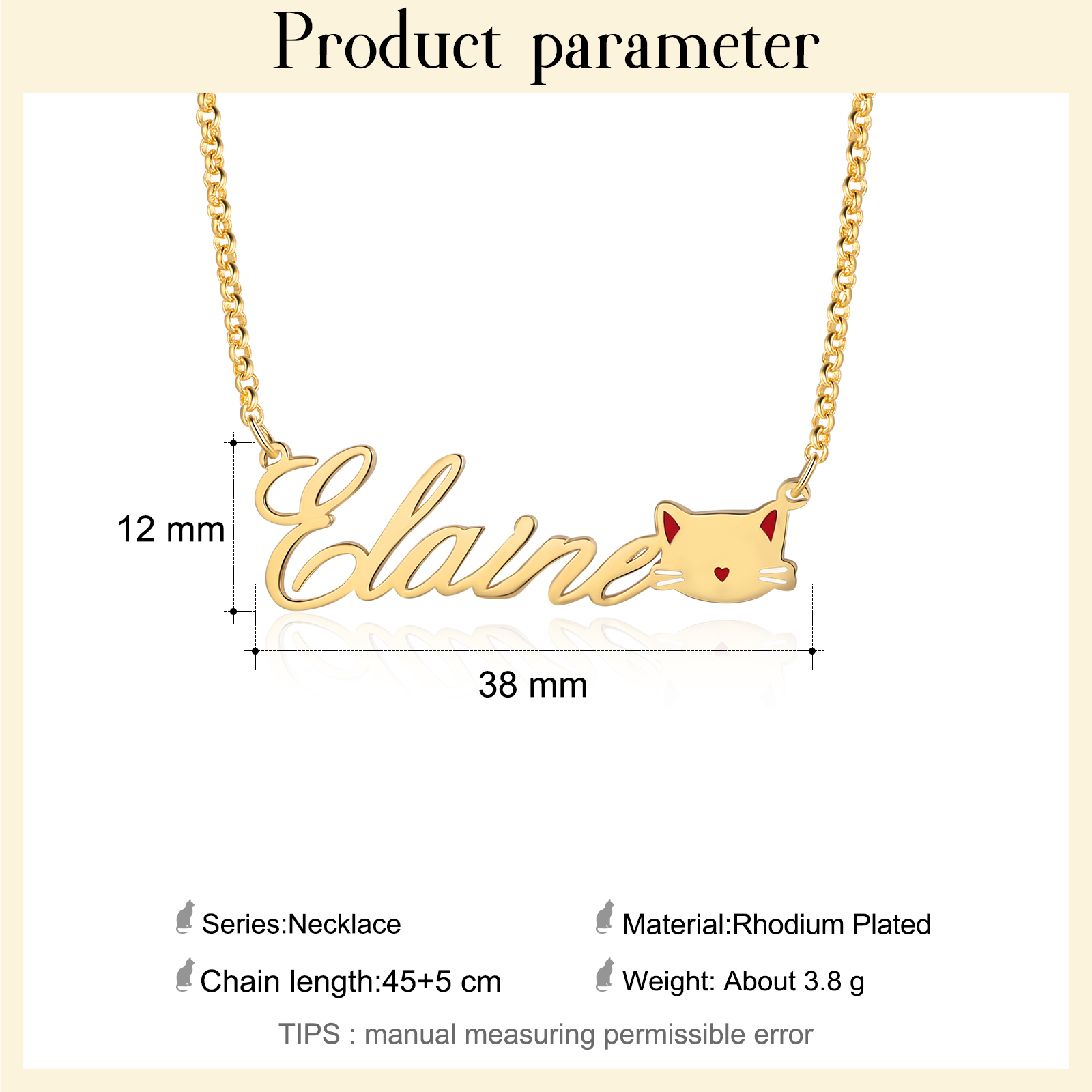 Personalised Cat Necklace Custom 1 Name Necklace Gift For Women-Jessemade AU
