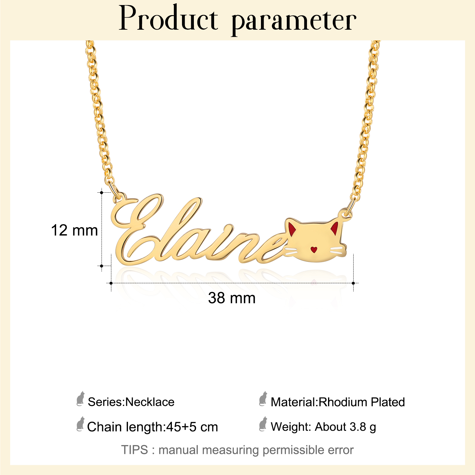Personalised Cat Necklace Custom 1 Name Necklace Gift For Women-Jessemade AU