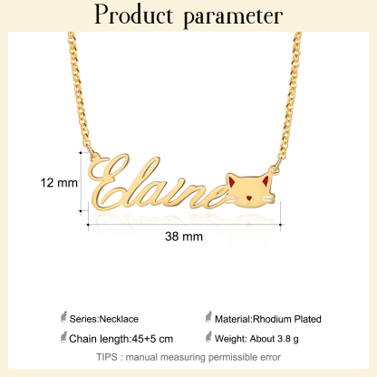 Personalised Cat Necklace Custom 1 Name Necklace Gift For Women-Jessemade AU