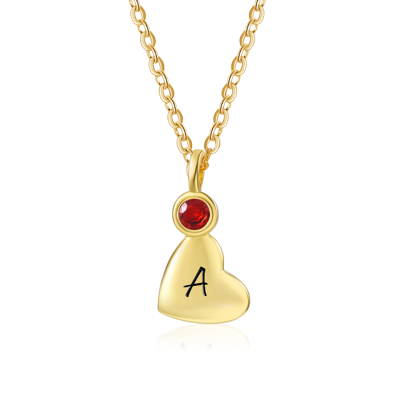 Personalised Heart Pendant Necklace Custom 1 Letter & 1 Birthstone Necklace Gifts for Her-Jessemade AU