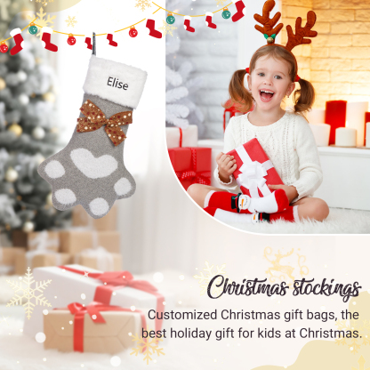 Personalised Christmas Stockings Gift Bag Customised 1 Name Christmas Sock Ornament Gift for Family Friends-Jessemade AU