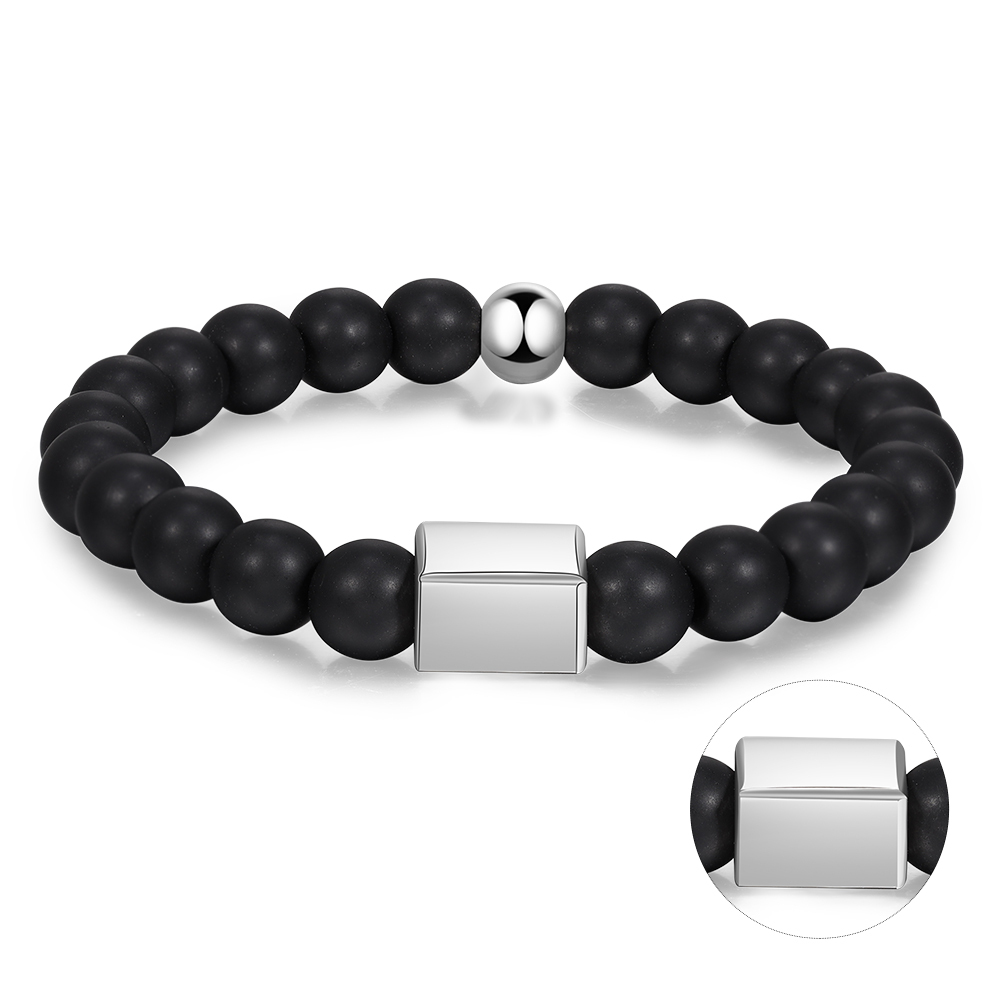 Personalised Round Beads Bracelet Custom Names Men's Bracelet Gifts For Him-Jessemade AU