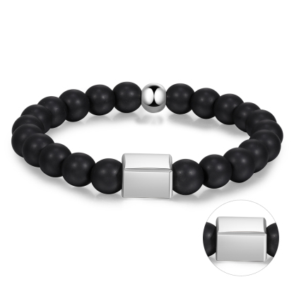 Personalised Round Beads Bracelet Custom Names Men's Bracelet Gifts For Him-Jessemade AU