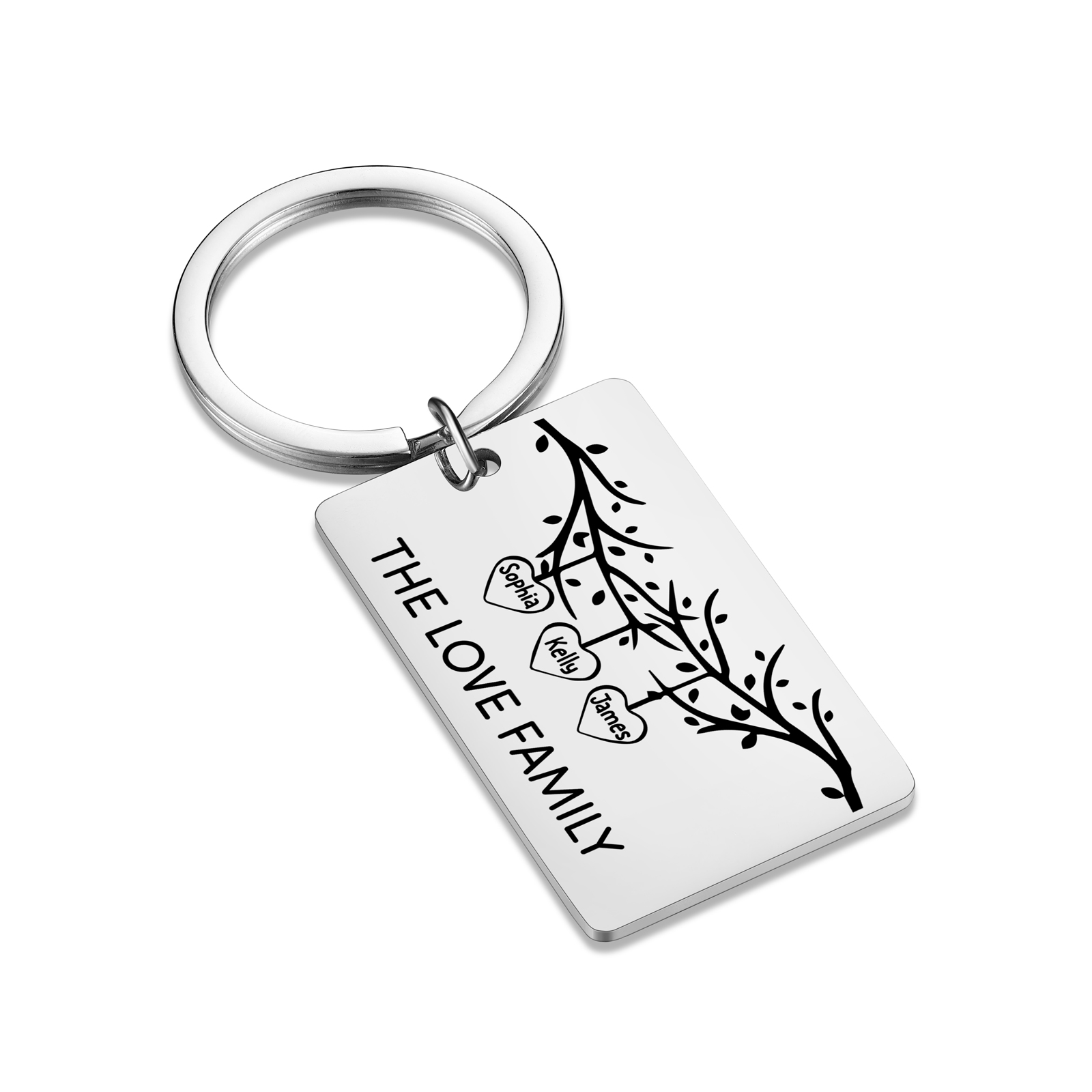 Custom Family Tree Keychain with 3 Names Personalised Dog Tag keyring-Jessemade AU