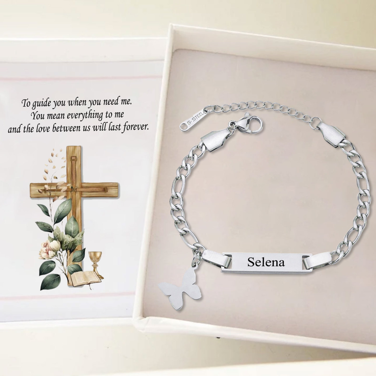 Custom Name Bracelet Cuban Chain Bracelet Personalised Butterfly Bracelet Love Gifts-Jessemade AU