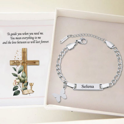 Custom Name Bracelet Cuban Chain Bracelet Personalised Butterfly Bracelet Love Gifts-Jessemade AU