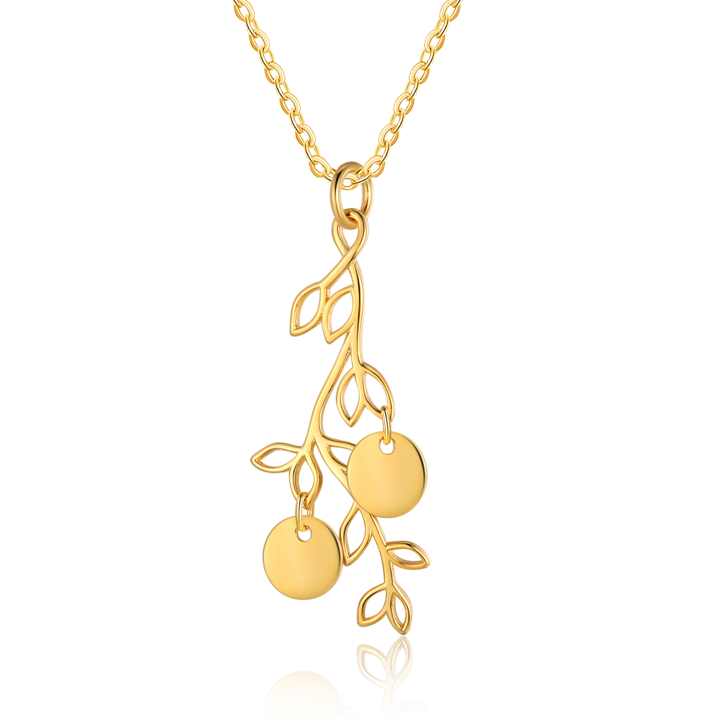 Personalised Branches Pendant Necklace Custom 2 Letters Circle Charm Necklace Gold Birthday Gift for Her-Jessemade AU