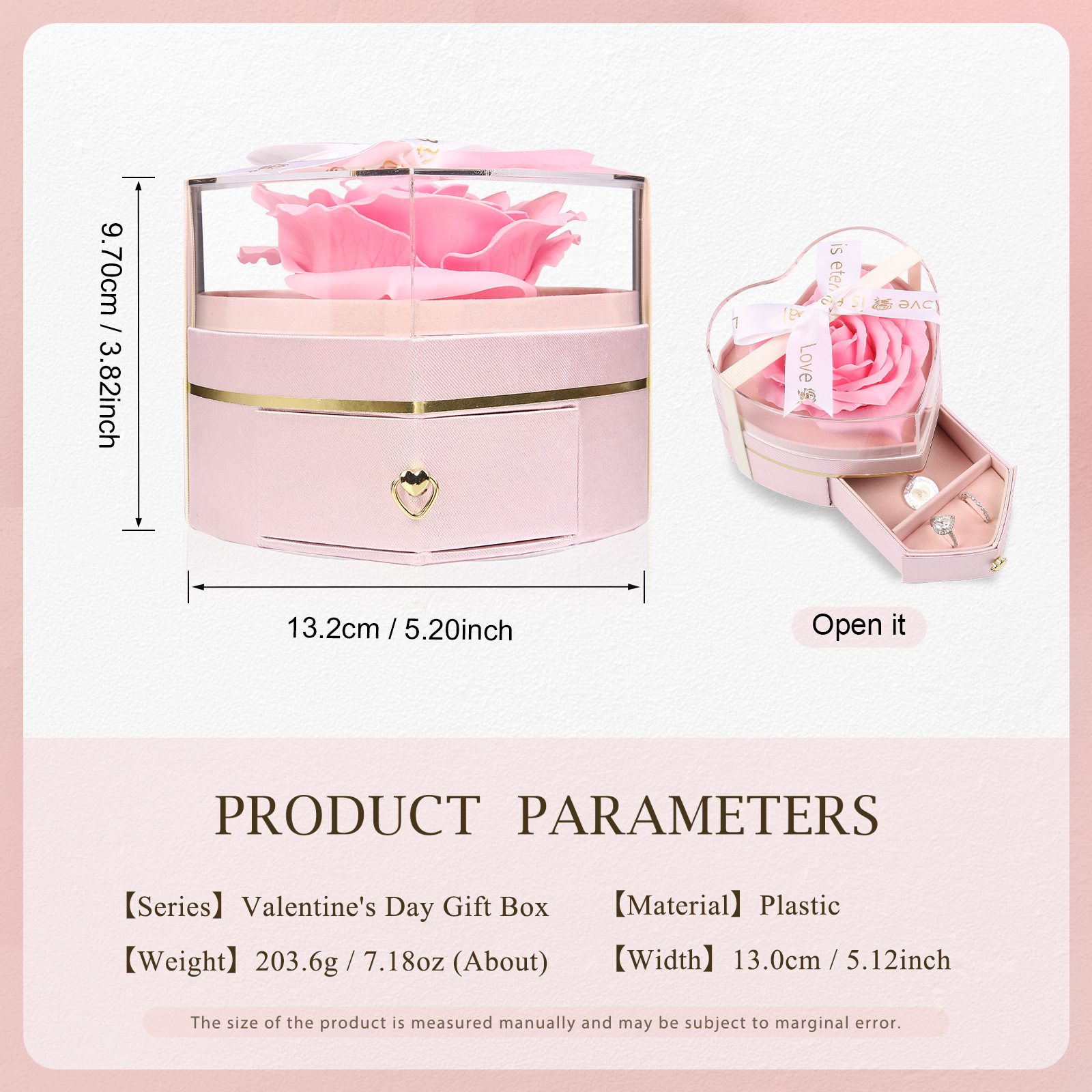 Rose Exquisite Jewelry Box Storage Box Valentine's Day Gift Packaging Box-Jessemade AU