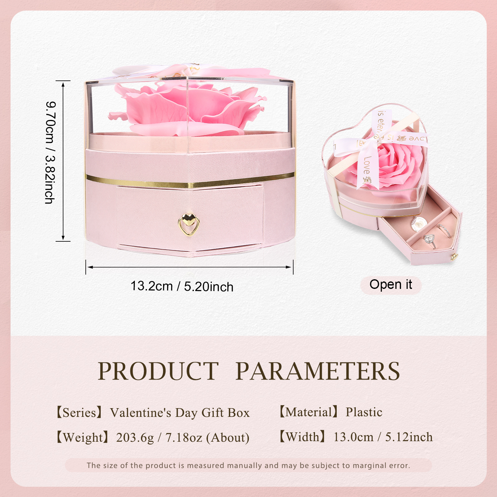 Rose Exquisite Jewelry Box Storage Box Valentine's Day Gift Packaging Box-Jessemade AU
