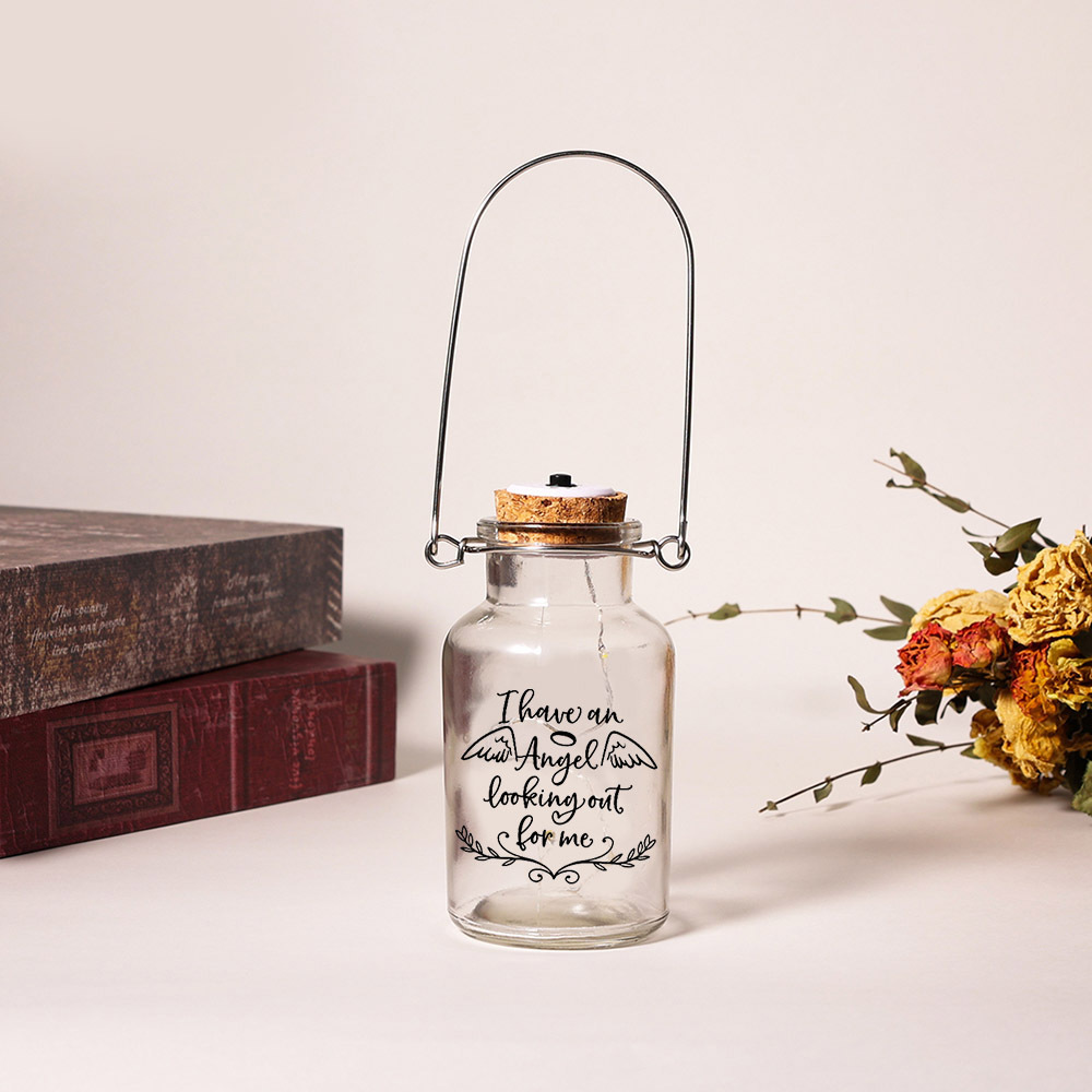 Memorial Jar Night Light "I Have An Angel Looking Out for Me"-Jessemade AU