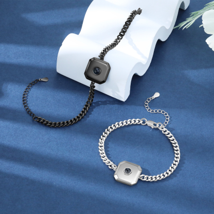 2 PCS Personalised Couple Projection Bracelet Custom 1 Photo Bracelet Adjustable Bracelet Romantic Gift For Her/Him-Jessemade AU