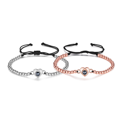 2 PCS Personalised Couple Projection Bracelet Customised 1 Photo Adjustable Bracelet Special Gift For Her/Him-Jessemade AU