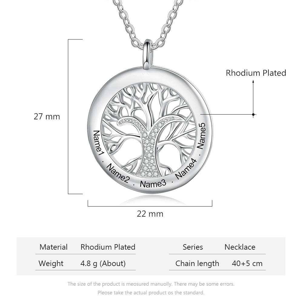 Personalised Family Tree Necklace Custom 5 Names Necklace Gifts For Her-Jessemade AU