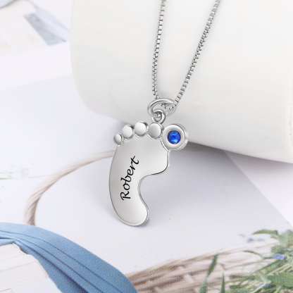 Mother’s Day Gifts Customised Baby Feet Pendant Necklace with Name and Birthstone for Mom-Jessemade AU