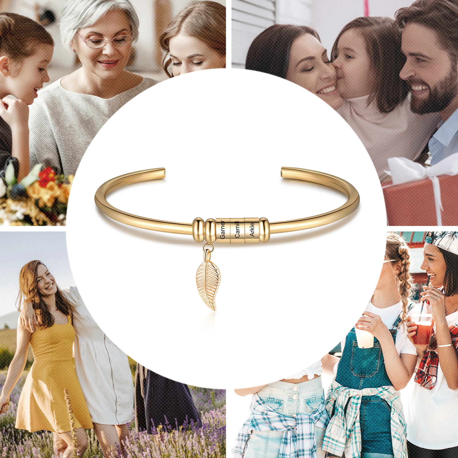3 Beads Bracelet with a leaf-Jessemade AU