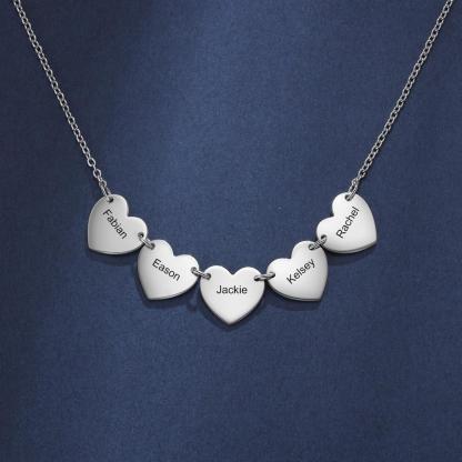 Personalised Heart Pendant Necklace Engraved 5 Names Gifts for Him-Jessemade AU