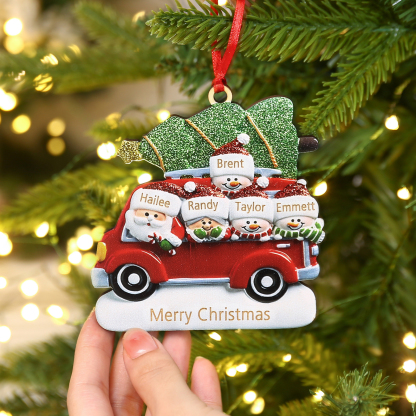 5 Names - Personalised Christmas Snowman Ornament Customised Names & Text Wooden Car Hanging Ornaments Christmas Gift for Family-Jessemade AU