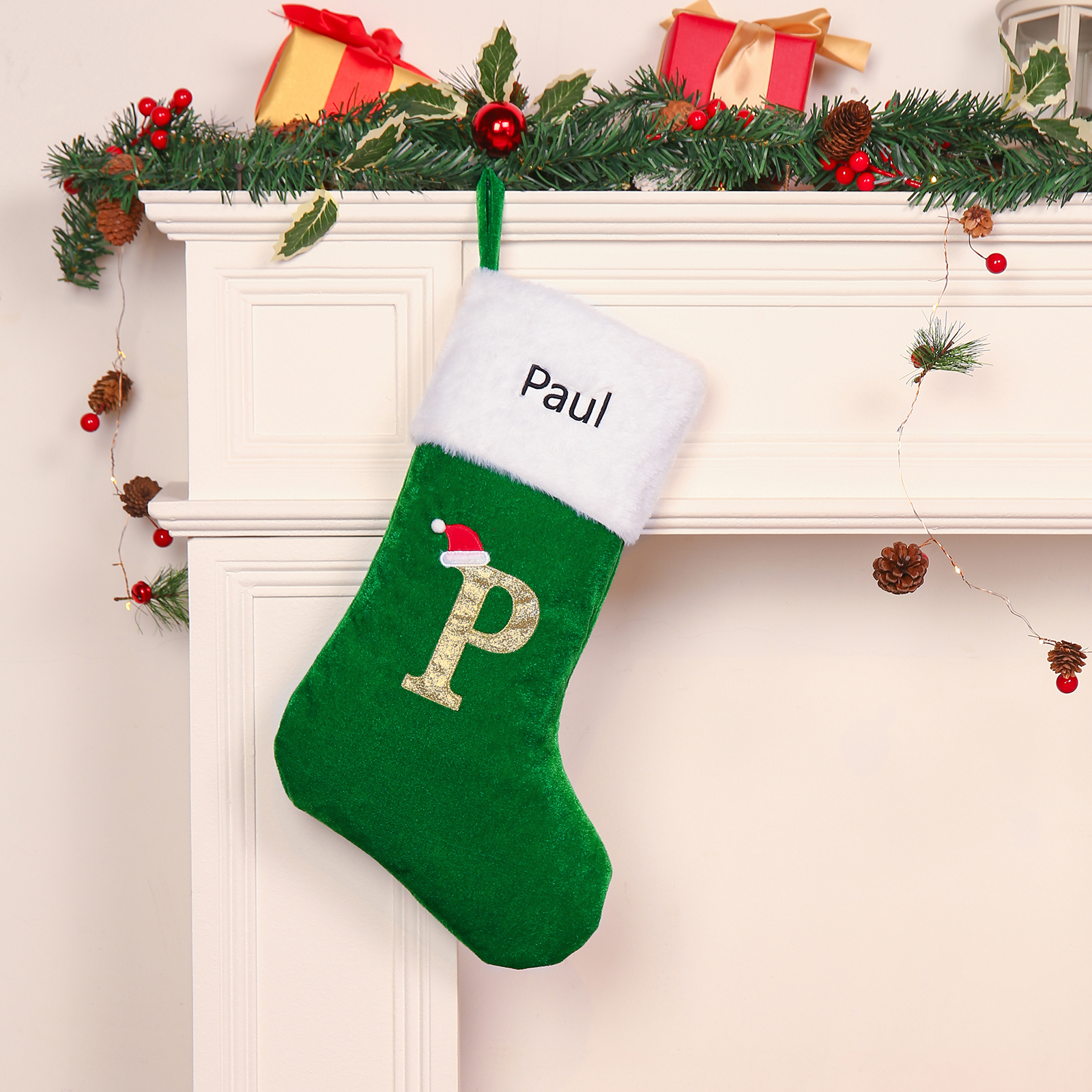 Christmas Letter Stockings Ornaments Custom 1 Name Fireplace Sock Decor Personalised Gifts for Family Friends-Jessemade AU