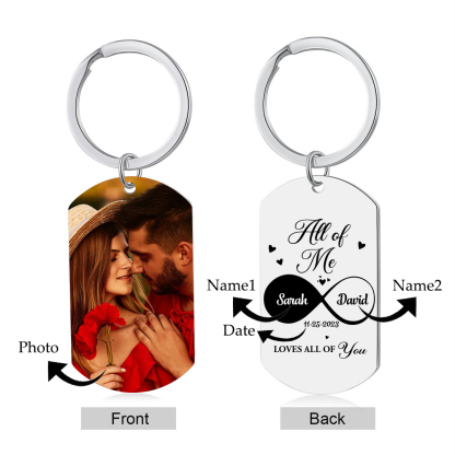 Personalised Couple Photo Keychain Custom 2 Names & Date Keyring Infinity Gifts - All of Me Loves All of You-Jessemade AU