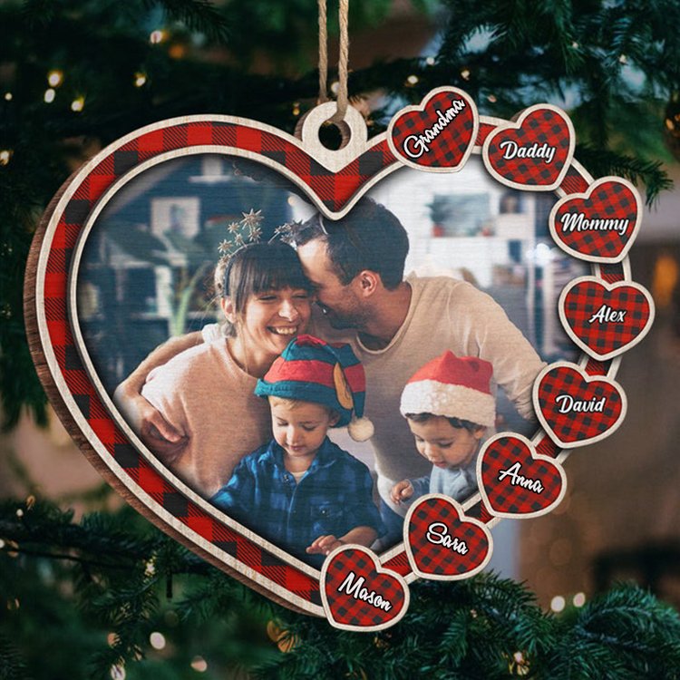 Personalised Family Heart Christmas Ornament Custom 8 Names Hanging Ornament Gifts For Family-Jessemade AU