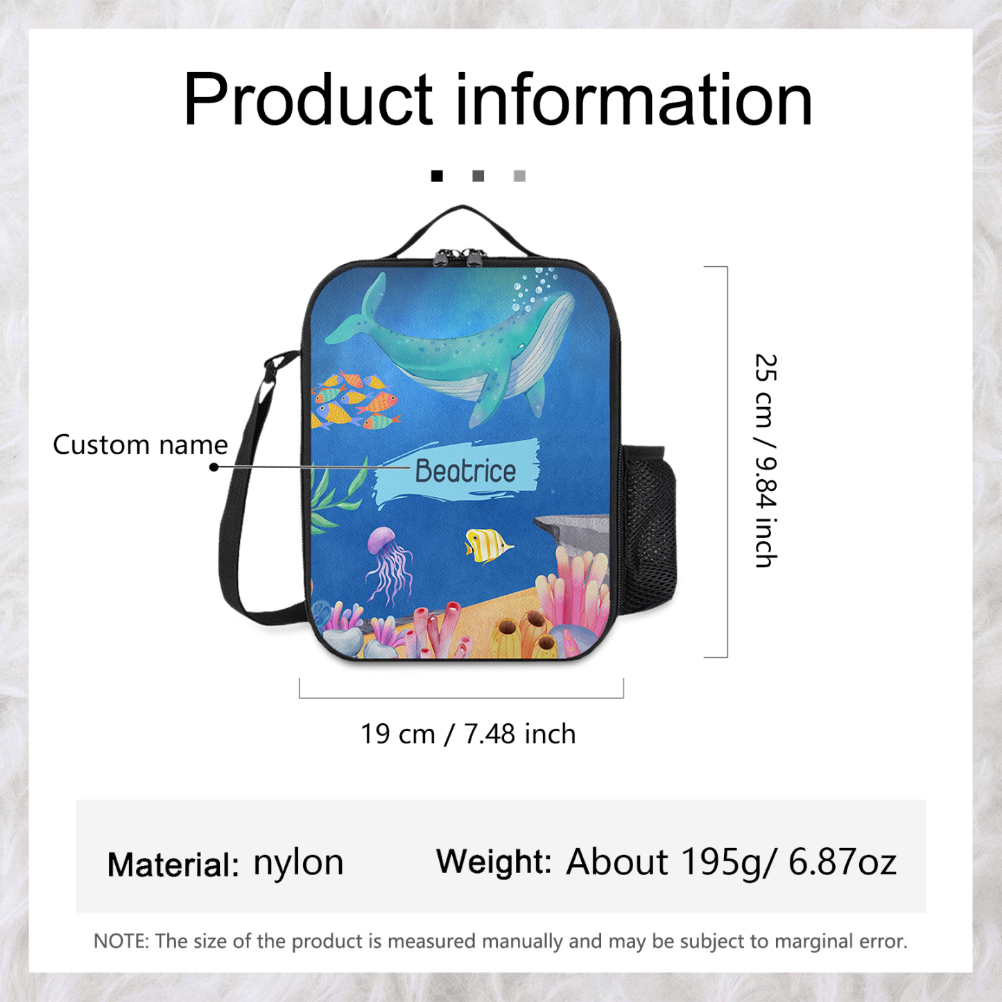 Custom Name Lunch Bag Personalised Underwater World Lunch Box Gifts for Kids-Jessemade AU
