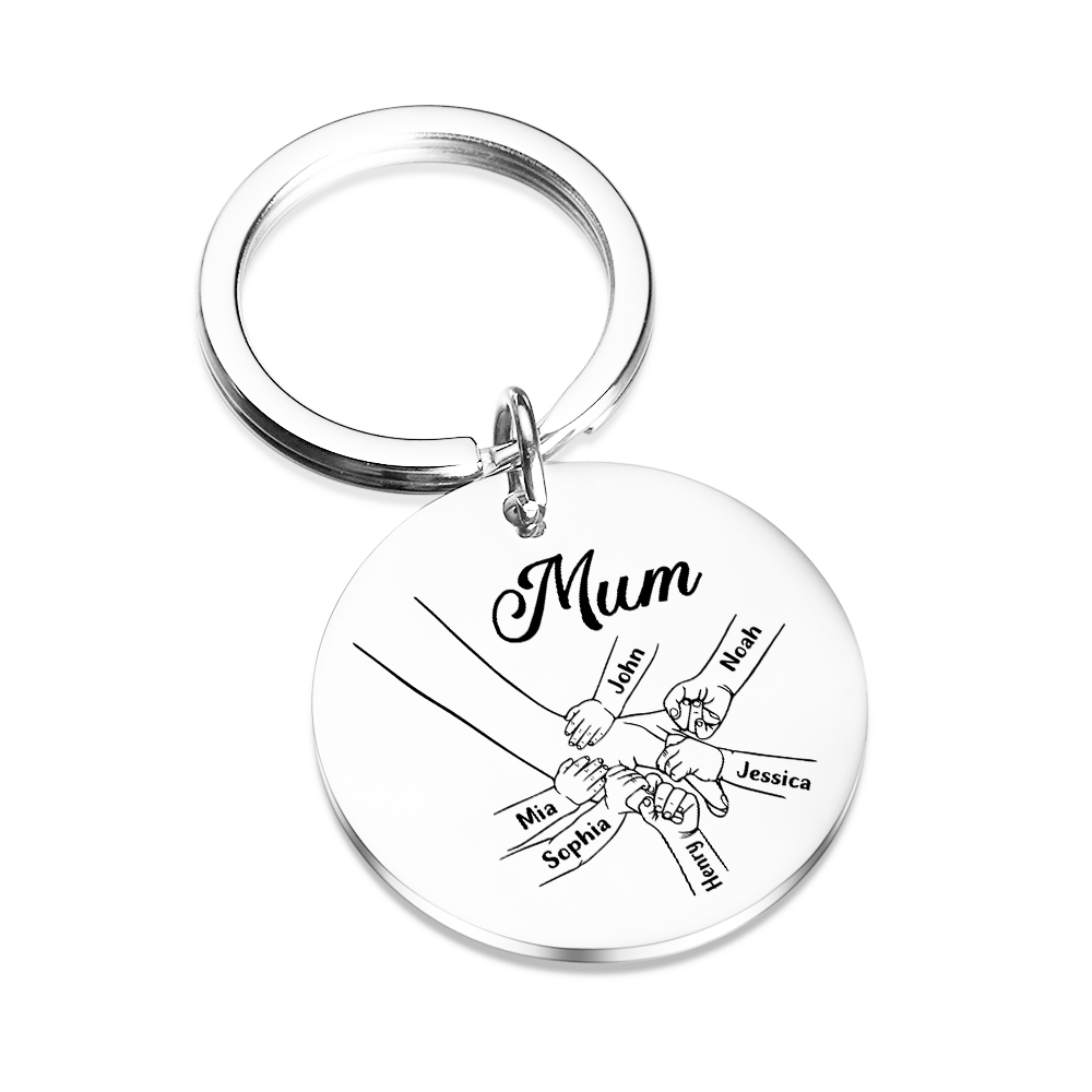 6 Names - Personalised Text Keychain Holding Hands Keychain Mother's Day Gifts For Grandma/Mother-Jessemade AU