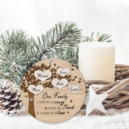 5 Names - Personalised Christmas Tree Ornaments Tree of Life Pendant with Name Wooden Gifts for Family and Friends-Jessemade AU