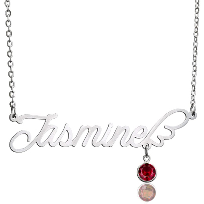 Personalised Wings Necklace With Birthstone Custom 1 Name Necklace Gift For Women-Jessemade AU