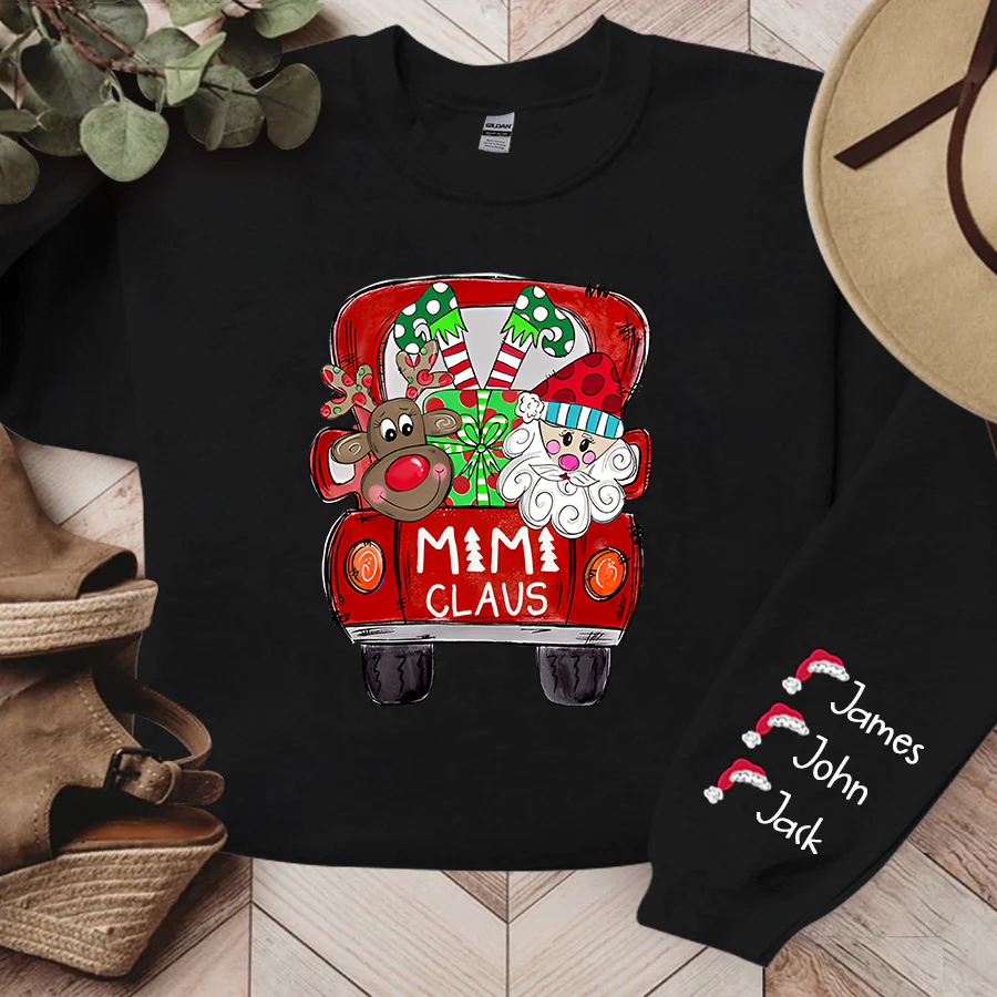 2 Names - Personalised Christmas Sweatshirt Custom Name & Text Sweatshirt Mimi Claus Sweatshirt Gift for Family -Jessemade AU