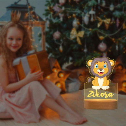 Custom Name Animal Lion Night Light LED Lamp Gifts For Kids-Jessemade AU