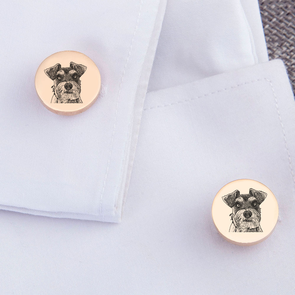 Personalised Men's Cufflinks Custom 2 Photos Circle Metal Cufflinks Pet Photo Memorial Gift-Jessemade AU