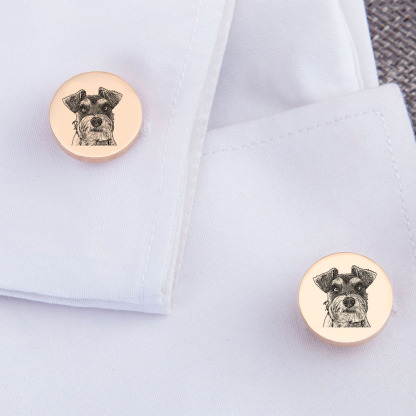 Personalised Men's Cufflinks Custom 2 Photos Circle Metal Cufflinks Pet Photo Memorial Gift-Jessemade AU