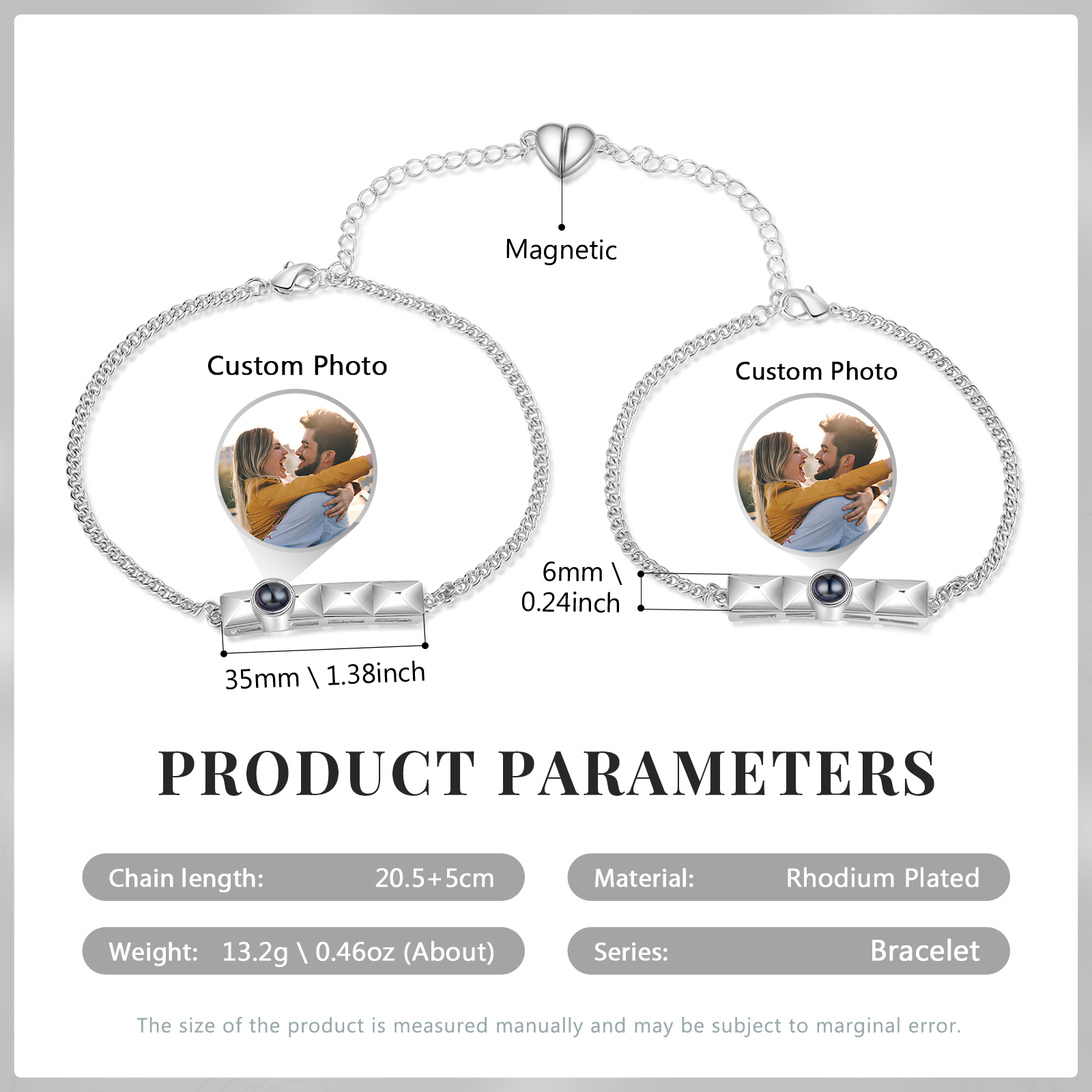 Personalised Magnetic Projection Bracelet Custom Photo Couple Bracelet Creative Gift for Her-Jessemade AU