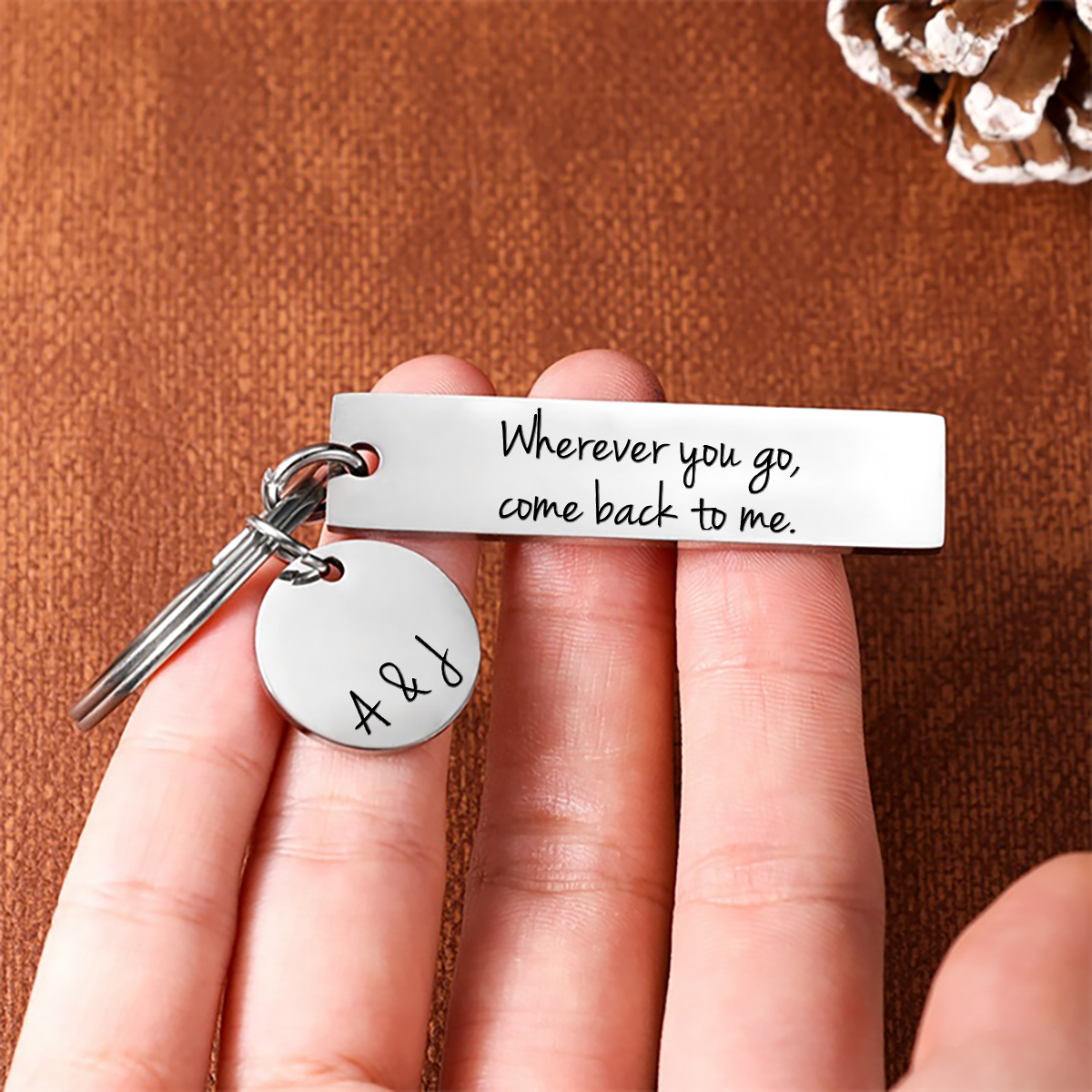 Personalised Couple Keychain Custom Name Keyring "Wherever You Go, Come Back To Me" Valentine's Day Gifts-Jessemade AU