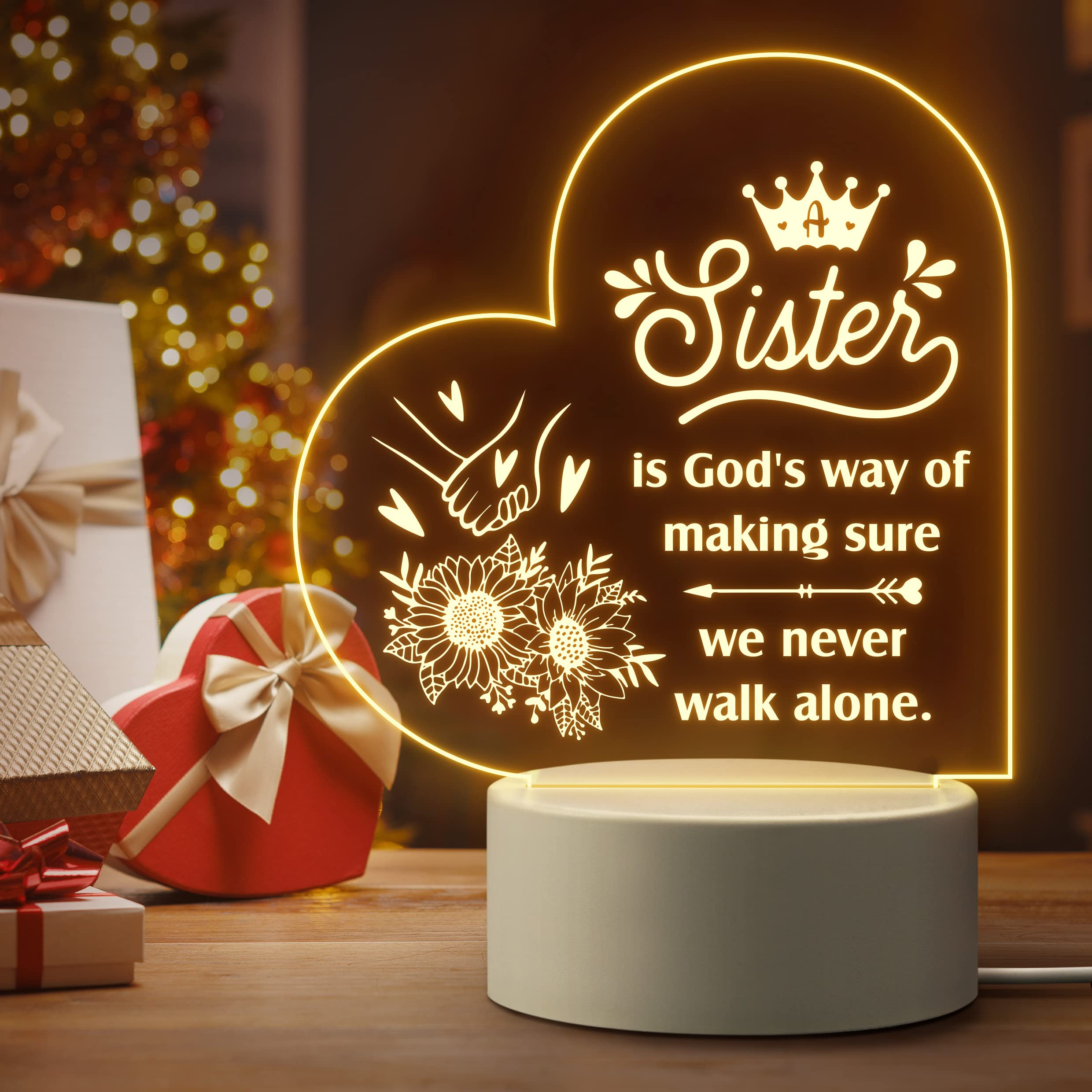 To My Sister - Heart Night Light LED Lamp Bedroom Decoration For Sister-Jessemade AU